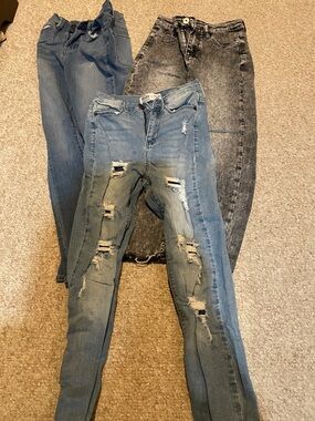 Mudd Skinny Jeans Trio in Light Blue, Medium Blue & Washed Black